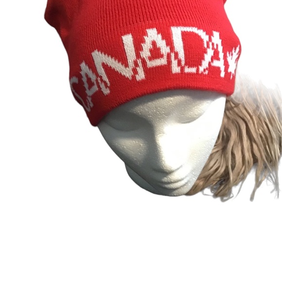 ✅ X2 BRAND NEW WITH TAG Canada Maple Leaf Red Reversible Winter Hat/Toques/Tuque - Picture 10 of 11